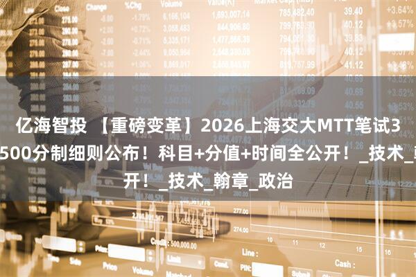 亿海智投 【重磅变革】2026上海交大MTT笔试300分改为500分制细则公布！科目+分值+时间全公开！_技术_翰章_政治